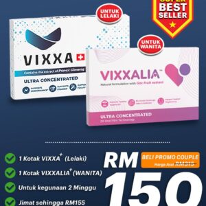 (𝐒𝐏𝐄𝐂𝐈𝐀𝐋 𝐏𝐀𝐂𝐊𝐀𝐆𝐄) Pakej Pasangan Nikmat Suami Isteri Lengkap ( 1 Kotak Vixxa + 1 Kotak Vixxalia)